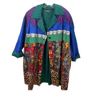 Koos Van Den Akker Couture Mix Art Print Patch Oversized Jacket Womens XXL